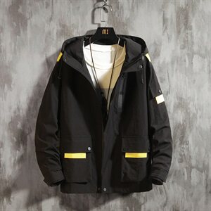2021春秋季新日系水泥墙大码男工装大口袋连帽外套夹克J980-P75图片