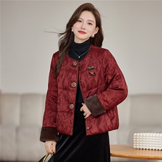 现货2025年冬季时尚新中式提花石墨烯绒棉棉衣，女装棉衣/棉服，依恋蒂丝
