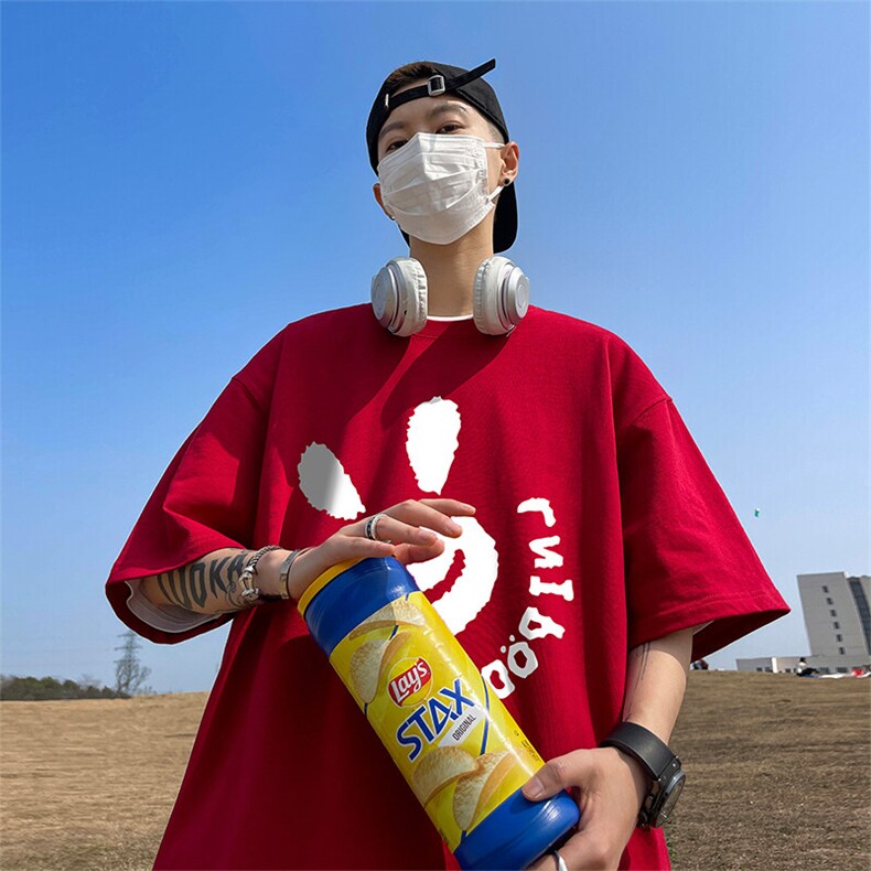 抖音得物二开现货供应220克夏装重磅美式高街宽松短袖t恤MT58,男装T恤,电商A486-1