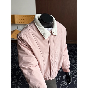 羊羔毛毛领棉服派克服男女冬季2025新款立领工装棉衣外套P78图片