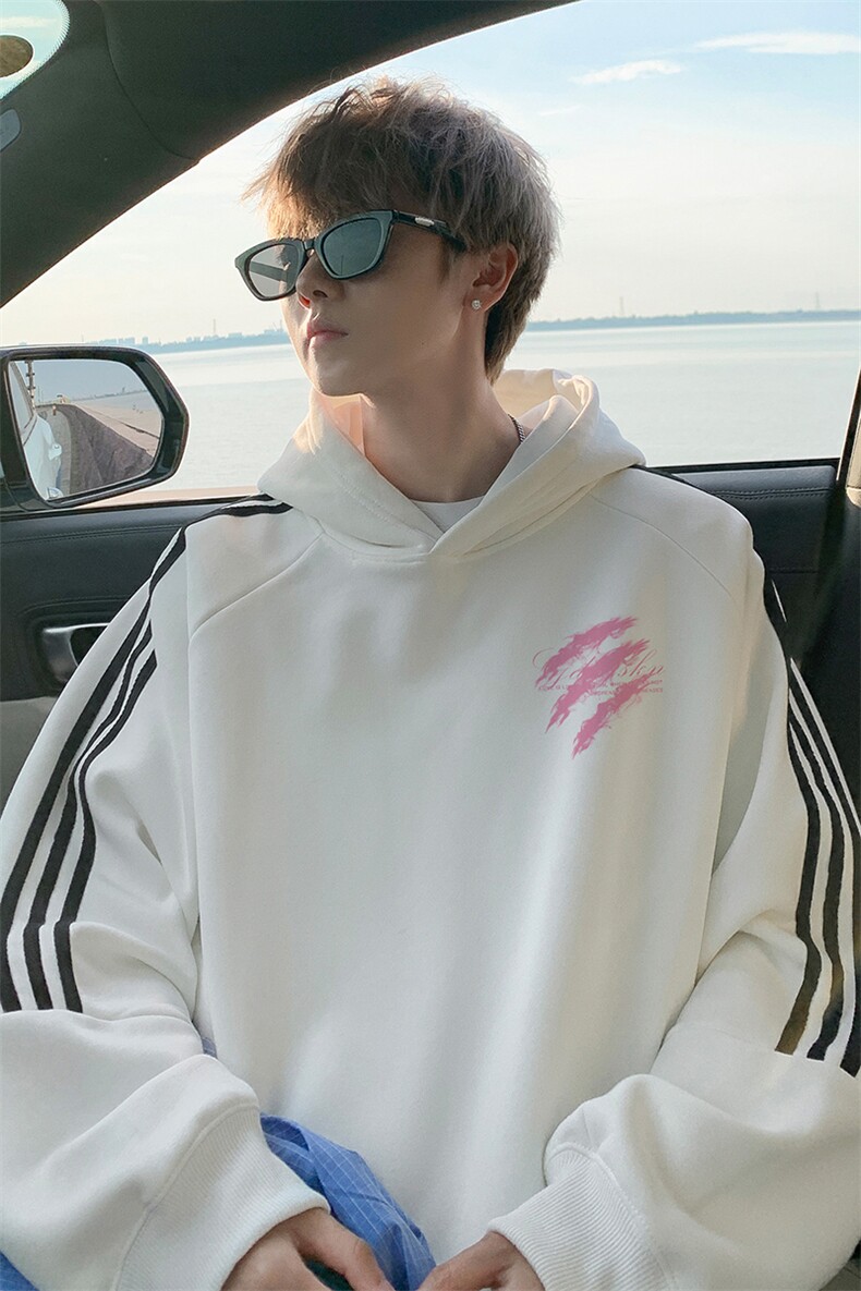 秋冬外景新款线条连帽卫衣男潮设计感宽松外套WY00668/P55加绒P60,女装短外套,电商B316
