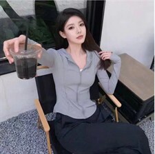 紧身收腰新款瑜伽冰丝防晒衣女夏防紫外线夏季修身户外运动防晒服,女装防晒衣,多米女装批发