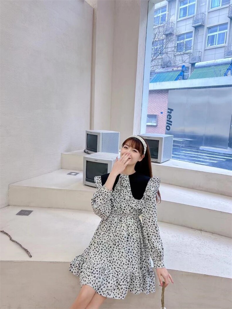 韩式大翻领印花连衣裙，女装连衣裙，Balance Studio(2F)
