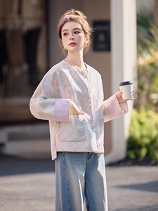 轻奢轻奢新中式国风宋锦提花外套女2025年春季新款新中式唐装夹克图片