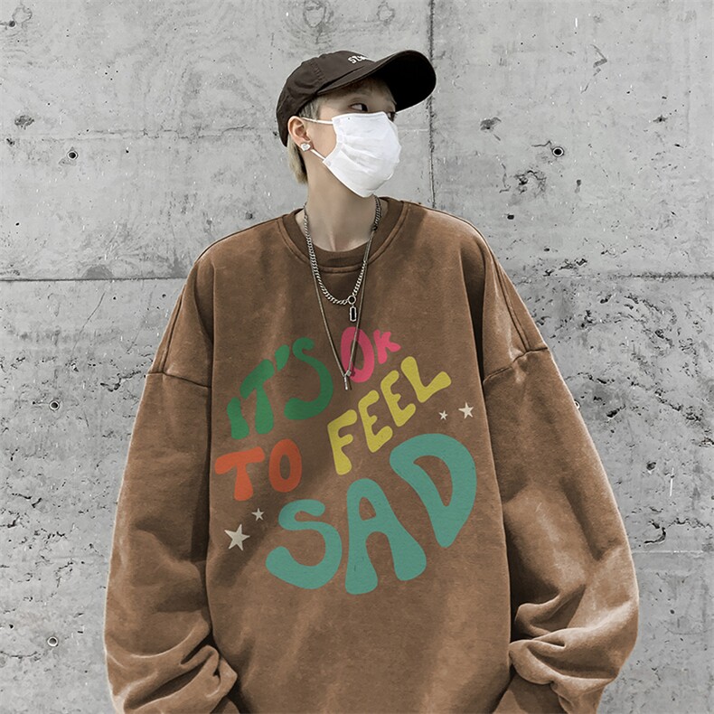 美式潮牌重磅水洗做旧圆领卫衣力推大码男BK5547-P58加绒P66,男装卫衣,星座517A