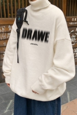 海报风冬季新款港风宽松高领男女针织毛衣M6914P65控78加绒75，男装针织衫/毛衣，电商A268A