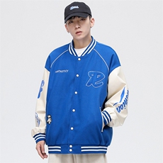 港风上衣夹克宽松落肩拼色棒球服外套JK711-P68，男装夹克，星座1204-3
