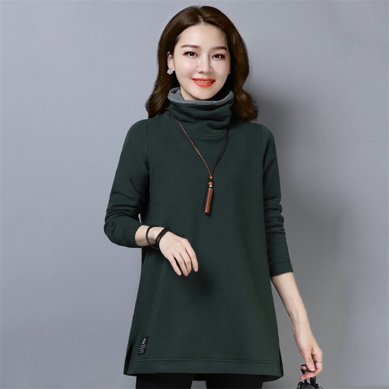 2020年秋季新款加绒加厚高领卫衣女中长款秋冬打底衫上衣服,女装卫衣/绒衫,简韵佳
