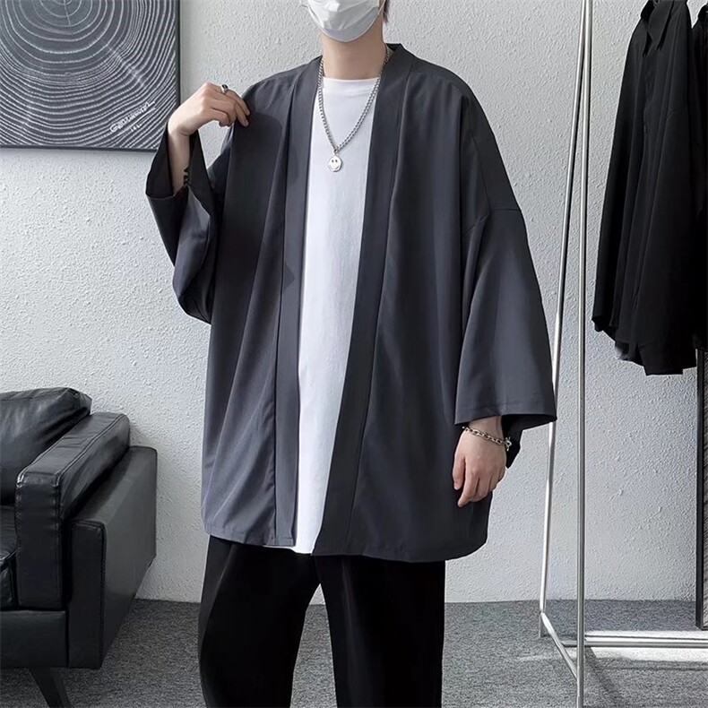 春夏季男装披风开衫衬衣复古风垂感纯色长袖衬衫CS25-P28,男装衬衫,星座1116A-1（原606A）