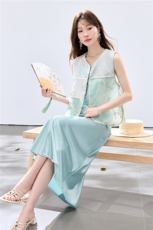 夏季新款现货！2026新中式拼接款重工刺绣马甲+珍珠吊带裙套装女，女装套装/套裙，宝儿家