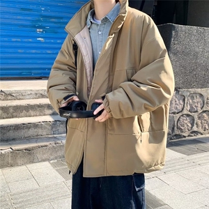 日系复古棉衣夹克男立领外套秋冬情侣装高街潮牌简约宽松工装棉服图片