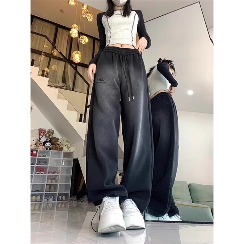 DP9817-P50美式高街运动裤束脚复古嘻哈爵士舞直筒休闲裤子加绒,男装休闲裤,电商C233