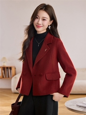 2025冬季宽松显瘦羊绒通勤韩版淑女西装外套羊毛外套女带胸针，女装毛呢外套，众宇琦