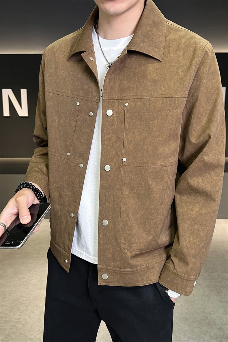 翻领夹克男贴标简约时尚上衣百搭衬衫外套DS-A329-JK5088-P95,男装夹克,电商A329