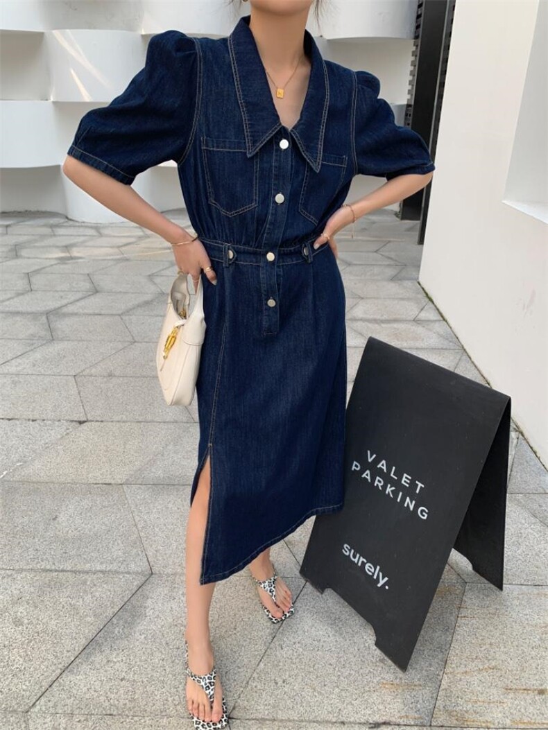 牛仔连衣裙，女装连衣裙，肆尔