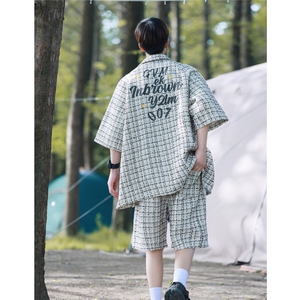 小香风印花织带短衬DCS9018P45短裤DK8797P40套装DTZ9028P85图片