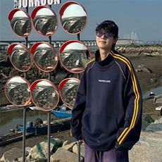 抖音得物高品质美式高街重磅结构织带高领立领印花卫衣AW6604，男装卫衣，电商A443