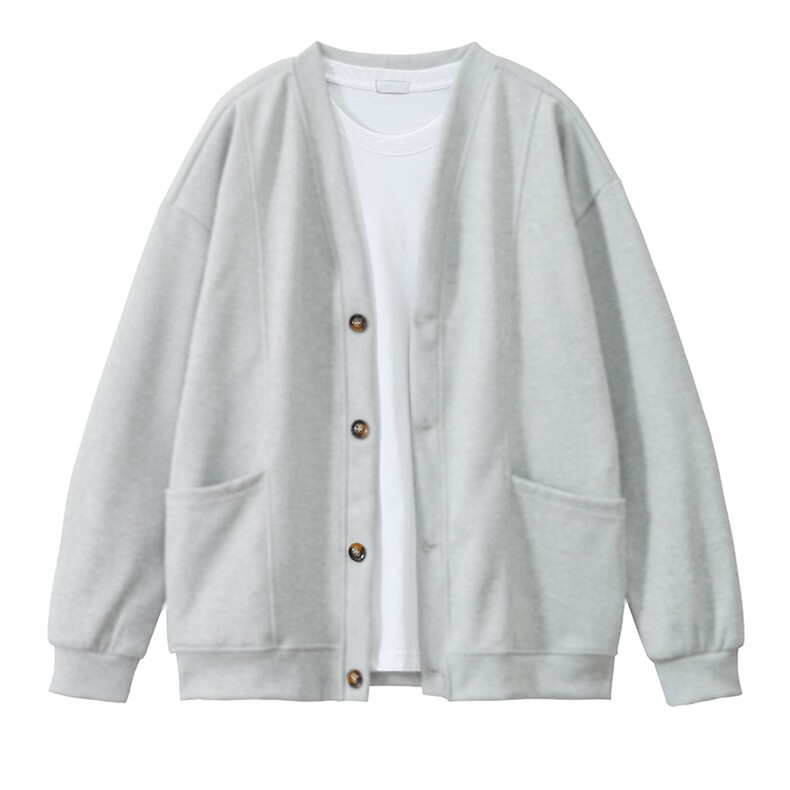 抖音得物高品质秋冬美式高街重磅单排扣结构卫衣V领开衫外套W110，男装卫衣，电商A486