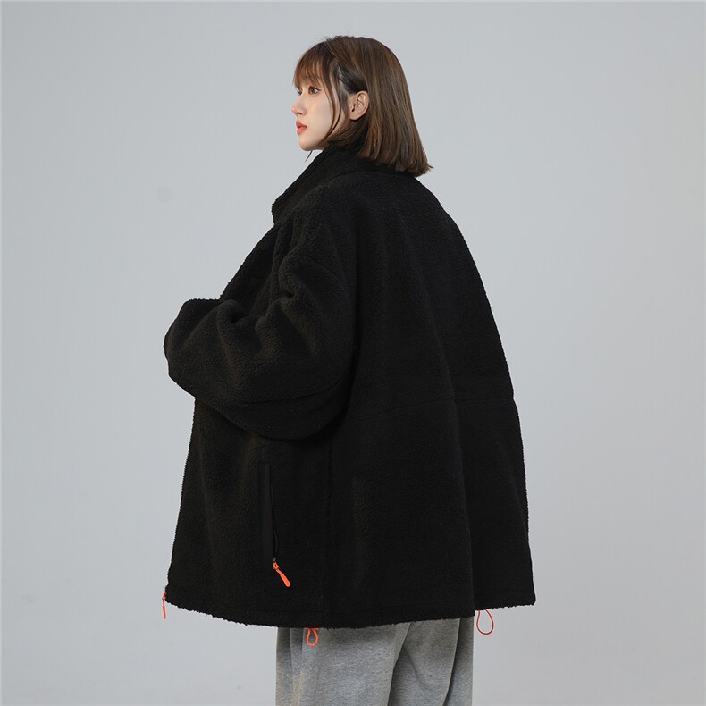 2025冬季简约撞色拉链口袋羊羔毛外套棉服M2064特P80,男装棉衣,电商A148