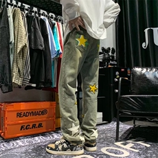 高街直筒牛仔裤子男女宽松直筒潮牌美式vibe风阔腿长裤N3552-p46，男装牛仔裤，星座1008-1