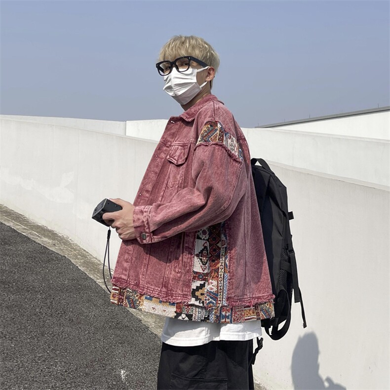 Wt3327-P72日系复古宽松型拼接牛仔外套,男装夹克,星座1501-1