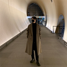 英伦雅痞男装毛呢外套高级感韩系慵懒风呢大衣中长款秋冬风衣，男装风衣，星座710