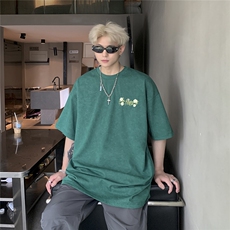 可独供视频250克重磅砂洗刺绣天丝棉冰丝短袖T恤JF207-特P38控58，男装T恤，电商A422-1