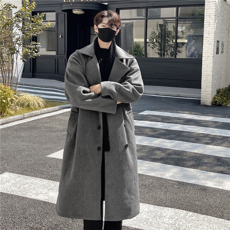 秋冬季中长款毛呢大衣男过膝韩系呢子风衣外套MN003主推差价大，男装风衣，电商A426-1(原A430-1)