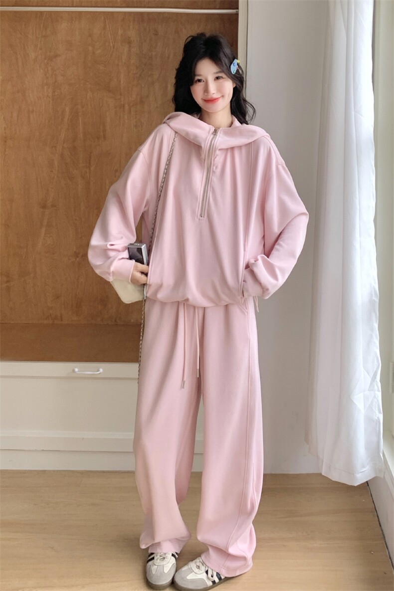 设计感休闲运动卫衣套装女2025年春秋季新款流行显瘦阔腿裤两件套,女装套装/套裙,2C299