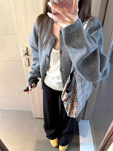 2025年秋季新款加厚针织女士羊毛开衫外套时尚休闲通勤百搭图片