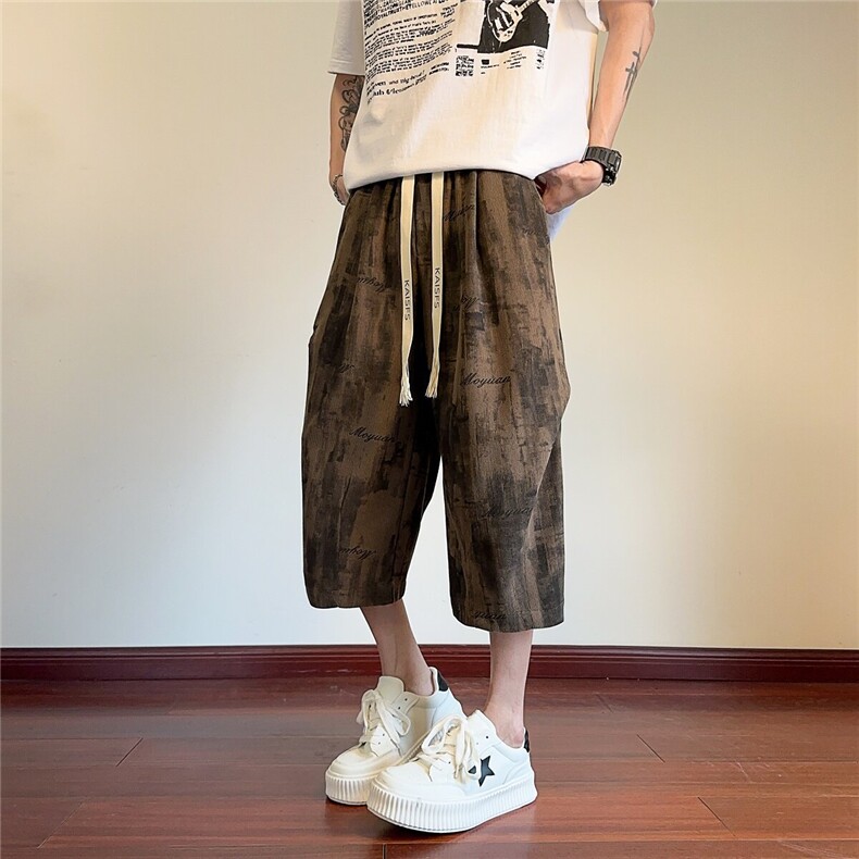 2025夏季新款美式扎染7分裤美式宽松直筒休闲裤*CK2510*P35控68，男装休闲裤，星座511-1