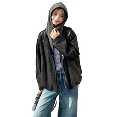 出货假两件黑色皮衣2C198-6571-P165K258，女装短外套，2C198