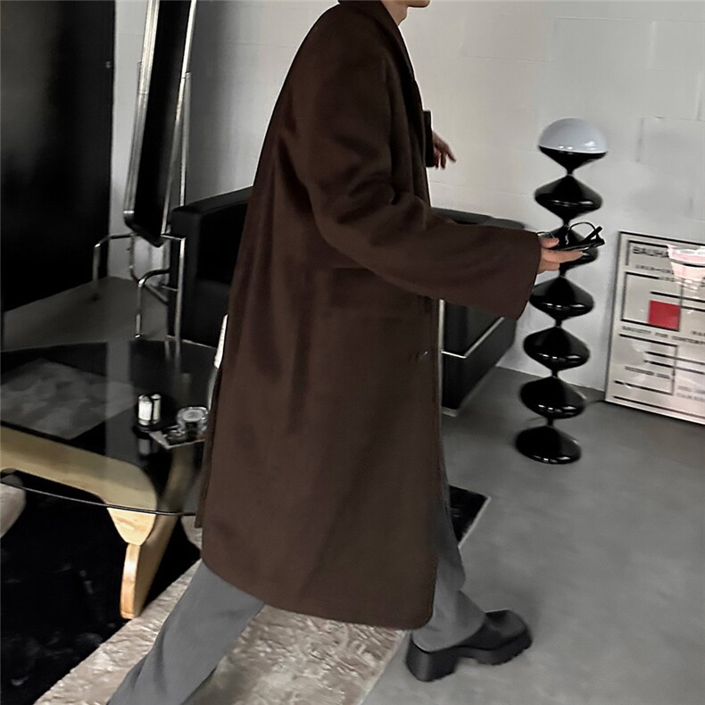 新款韩版毛呢大衣男士高级感中长款过膝秋冬季加厚呢子外套英伦风,男装毛呢大衣,星座710