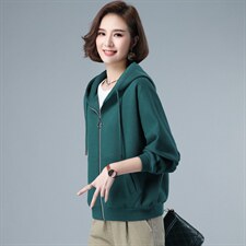 2021年春季新款潮韩版宽松百搭卫衣女连帽衫洋气减龄短外套女短款，女装卫衣/绒衫，简韵佳