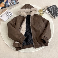 加绒加厚冬款男女连帽棉衣扎染PU皮棉袄毛领保暖皮棉服MY94P110，男装棉衣，星座1013-1