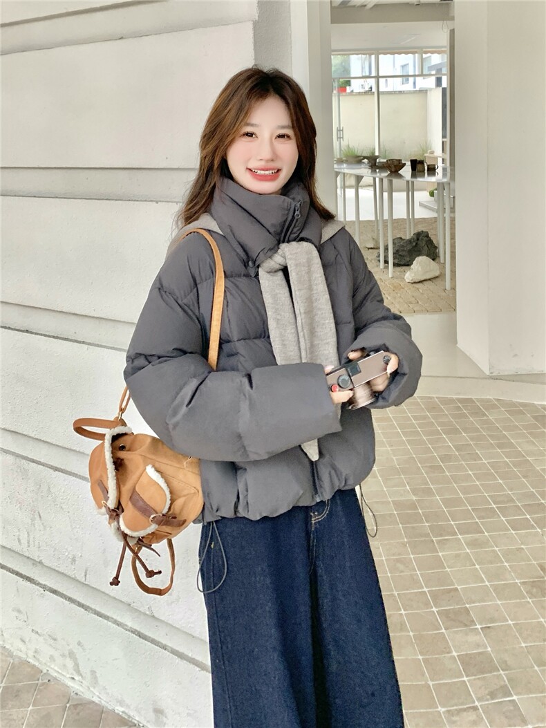 针织披肩灰色90绒羽绒服女2025冬季新款设计感显瘦气质巨好看外套,女装羽绒服,艾米莉亚