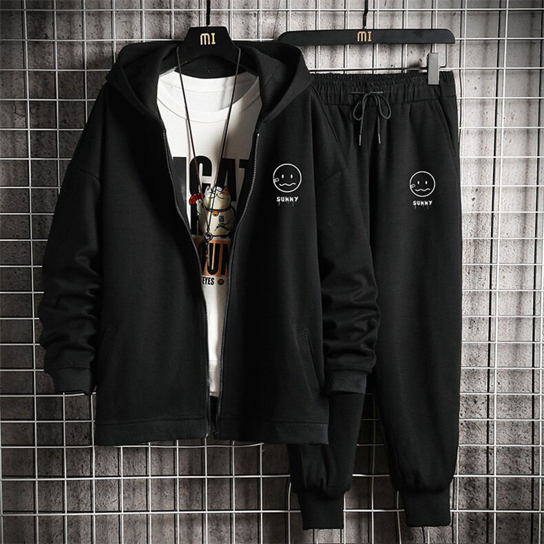 TK6072-P85开衫连帽卫衣套装男运动套装两件套网格挂拍,男装卫衣,电商A040A