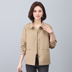 2024年秋季新款女士短外套时尚洋气小个子妈妈装翻领大码夹克上衣，女装短外套，鑫鑫格