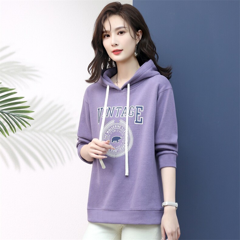 2022年秋季新款字母卫衣女连帽韩版宽松显瘦上衣服女棉,女装卫衣/绒衫,简韵佳