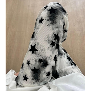 星星遛弯裤秋冬款阔腿裤子男女长裤休闲宽松直筒拖地裤 KCT25图片