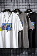 2021夏季新网格风日系大码男已注册卡通印花短袖T恤T1050-P25，男装T恤，电商A001