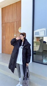 你别走～糖果色系长款收腰气质羽绒服图片
