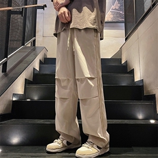 直播数据款春季新款撞色侧条纹伞兵裤宽松直筒休闲裤K505-P32，男装休闲裤，星座914-3