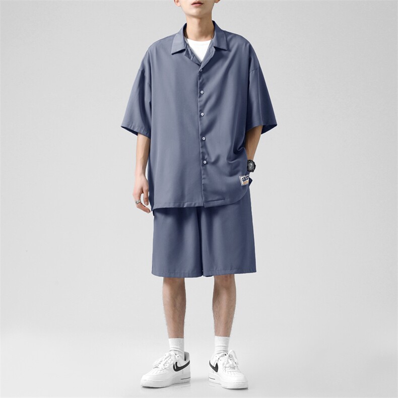 运动休闲时尚垂感高级感短裤短袖衬衫两件套TZ002-特批-58,男装牛仔裤,星座718-1