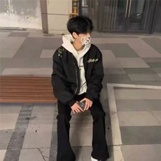 春秋牛津复合潮牌新中式花卉花环刺绣飞行夹克外套，男装夹克，四季星座505