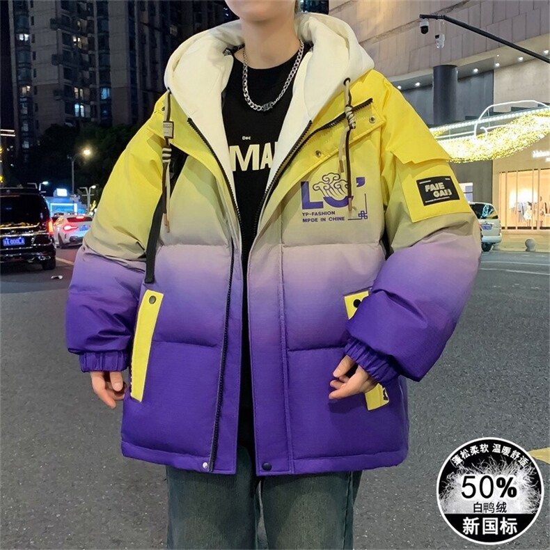 新标50绒羽绒服冬季加厚保暖男士连帽外套带,男装羽绒服,星座1206（原A206）