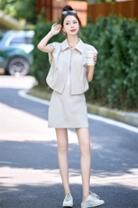 2025年夏季女装新款现货A字裙显瘦拉链套装，女装套装/套裙，奕可儿