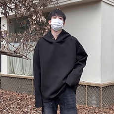 抖音得物高品质美式高街重磅纯色结构设计一粒扣连帽卫衣外套W85，男装卫衣，电商A486