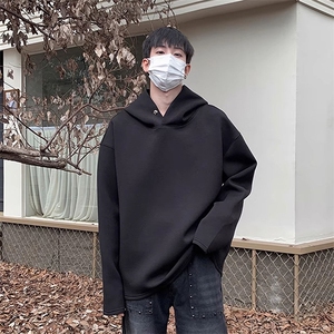抖音得物高品质美式高街重磅纯色结构设计一粒扣连帽卫衣外套W85图片