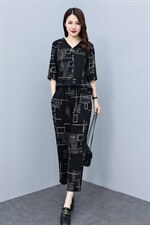 HXY802夏季妈妈套装2022新款印花透气短袖洋气休闲时尚减龄两件套，商品下架区，华秀衣